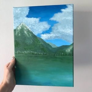 Mountain landscape acrylic painting